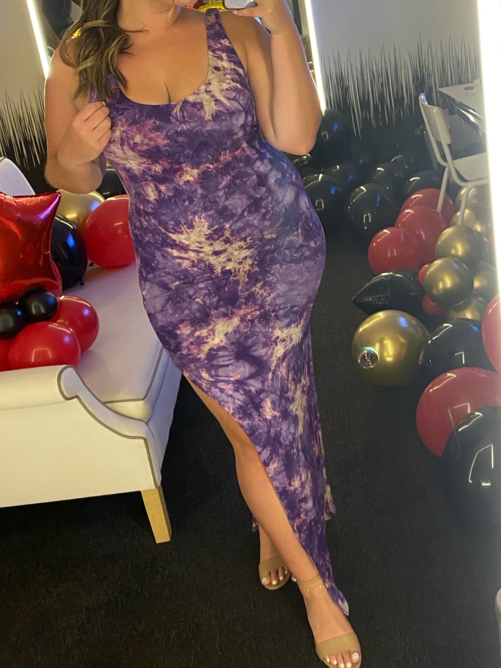 Fashion nova Purple Tie-Dye Sleeveless Maxi Dress with Side Slit